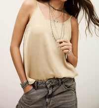 ba&sh Digue Tank Top in champagne - women's tank top