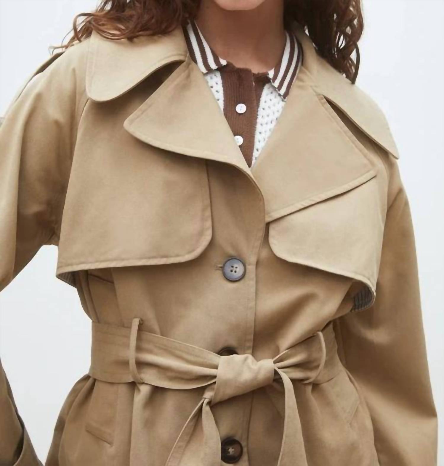 Suncoo - Elliot Belted Short Trench Coat Jacket