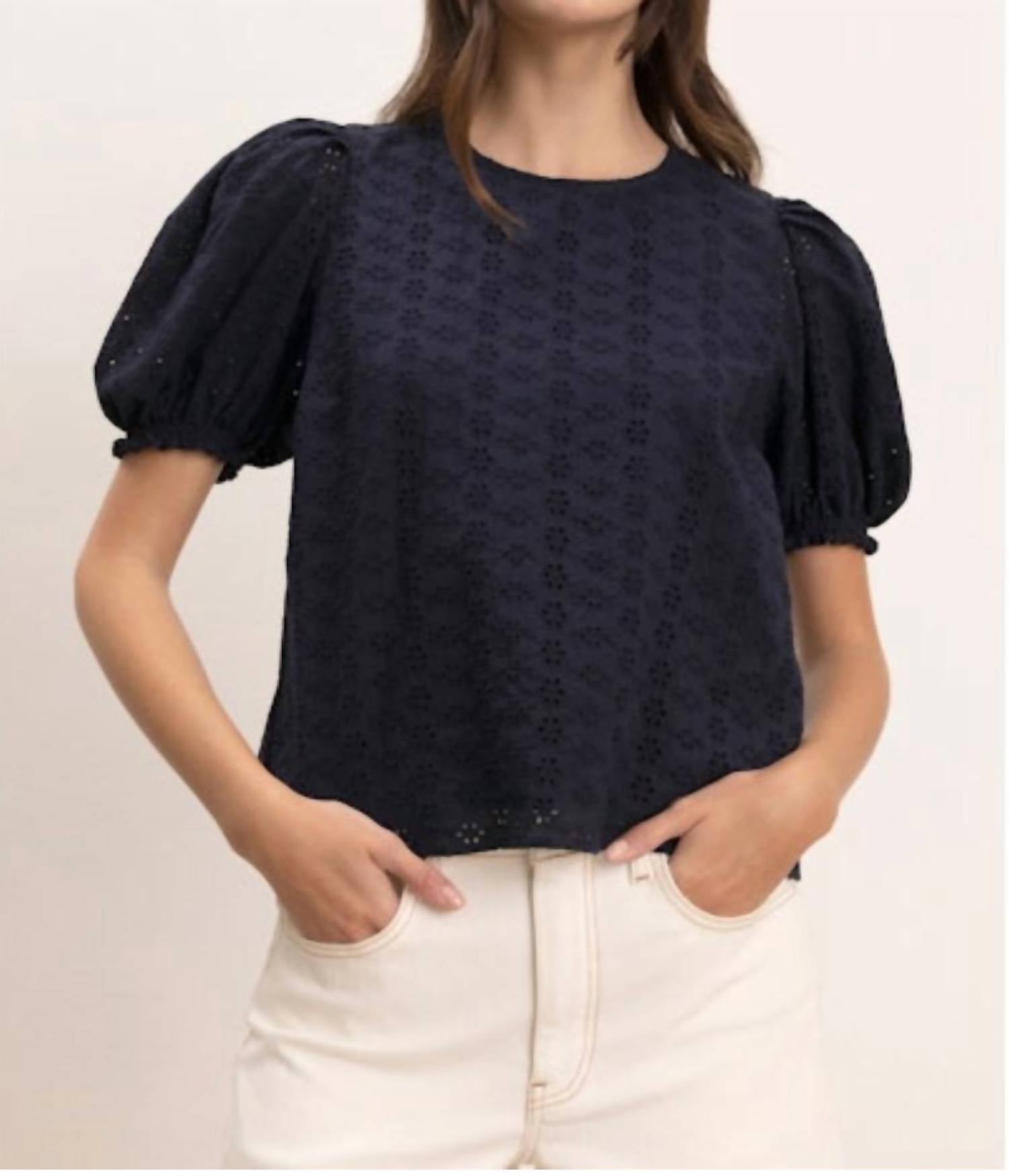 Velvet By Graham & Spencer - Dalyn Puff Sleeves Textured Top