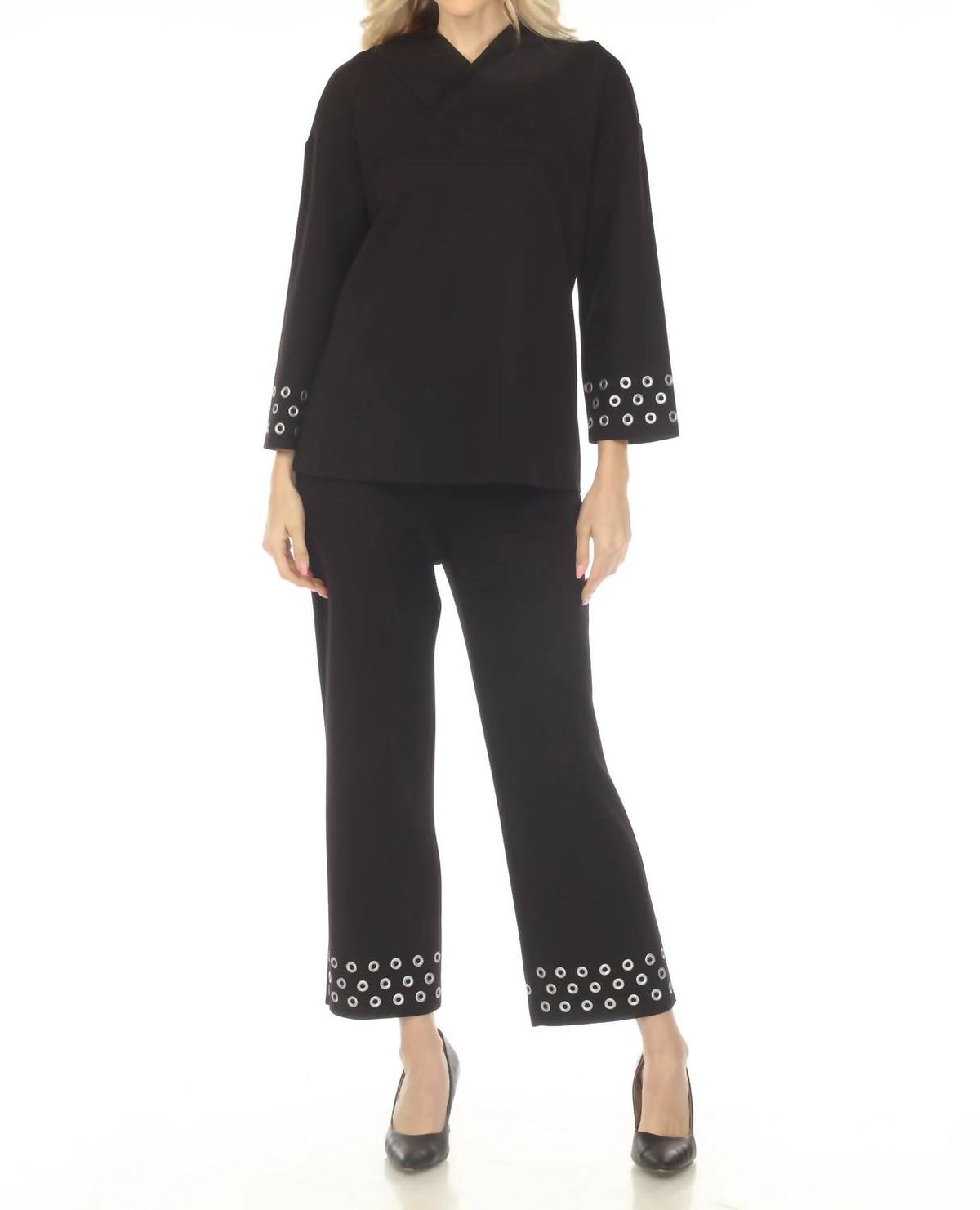 Joseph Ribkoff - Grommet Detail Three Quarter Sleeve Top