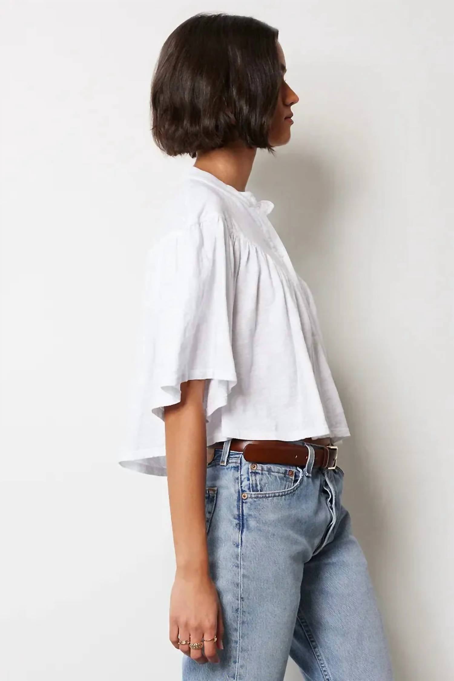 Bobi - Women's Yoke Henley Blouse