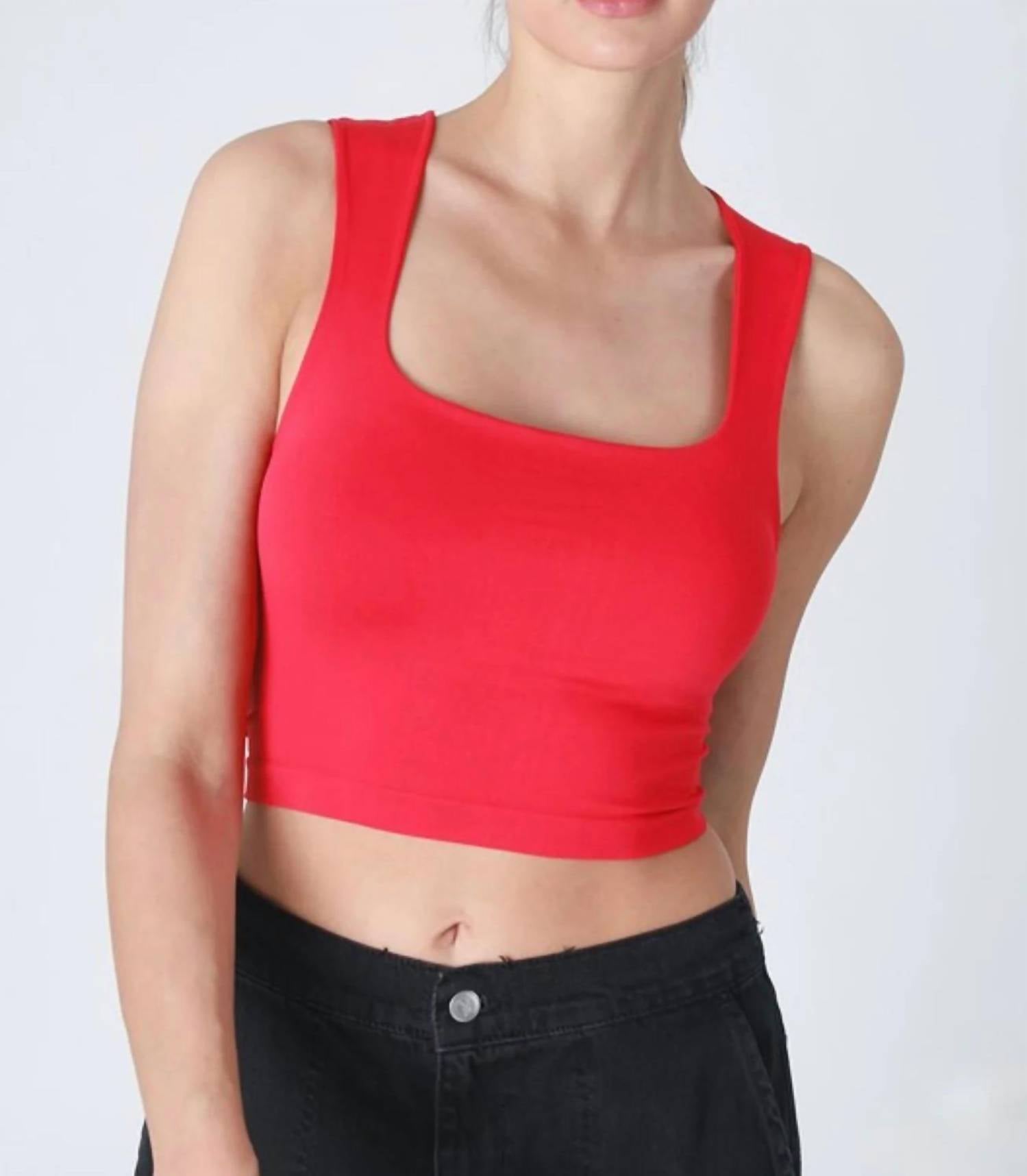 Nikibiki - Clean Line Square Neck Crop Top Tank