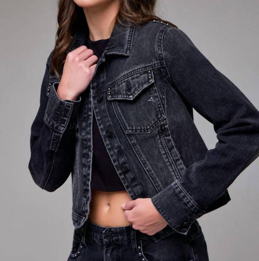 Hidden - Studded Fitted Trucker Jacket