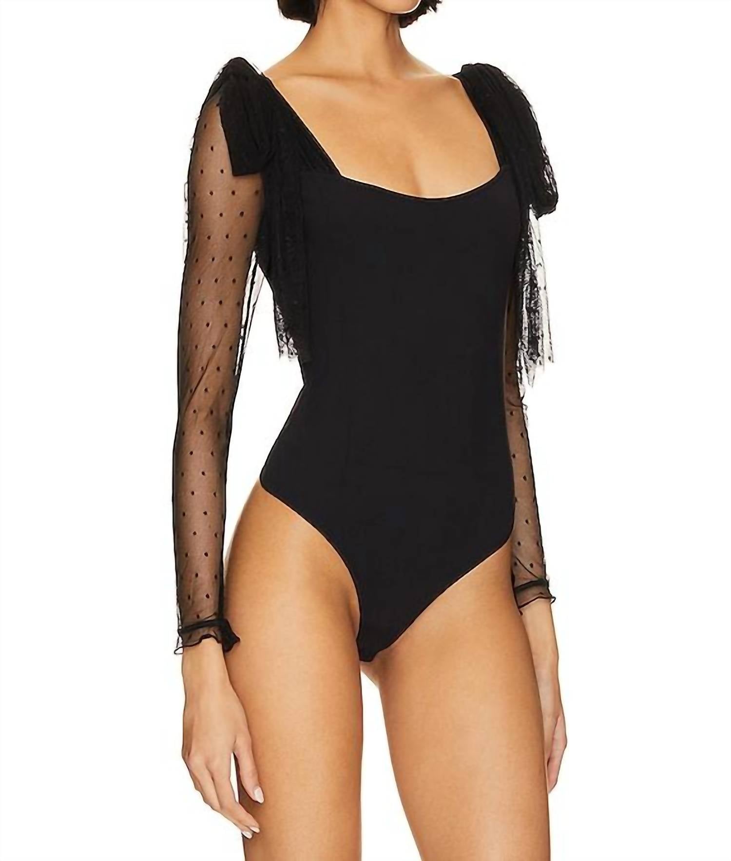 Free People Tongue Tied Bodysuit in black - women's shirt - alternate view