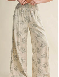 MIOU MUSE Wide Leg Palazzo Pants in grey print - women's pants - detail view