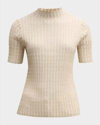 Lafayette 148 - Gingham Matte Crepe Short Sleeve Sweater