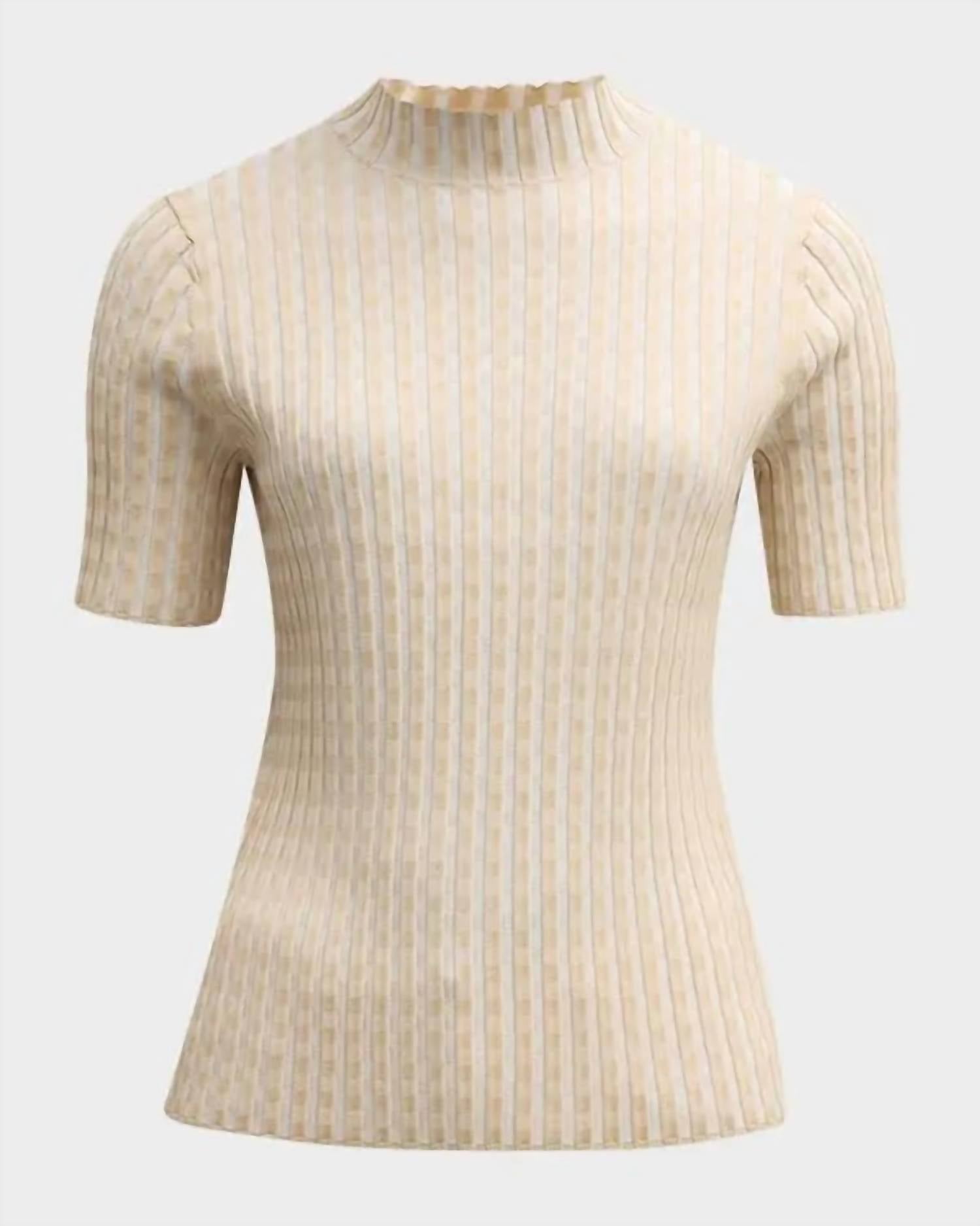 Lafayette 148 - Gingham Matte Crepe Short Sleeve Sweater