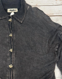 Haptics - Women's Crinkled Button Down Long Sleeve Top