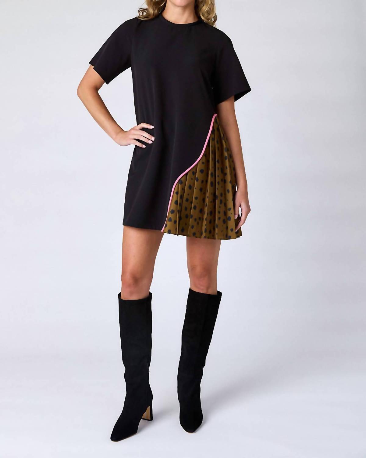 Crosby by Mollie Burch Graham Mini Dress in black ink spots - women's dress - alternate view