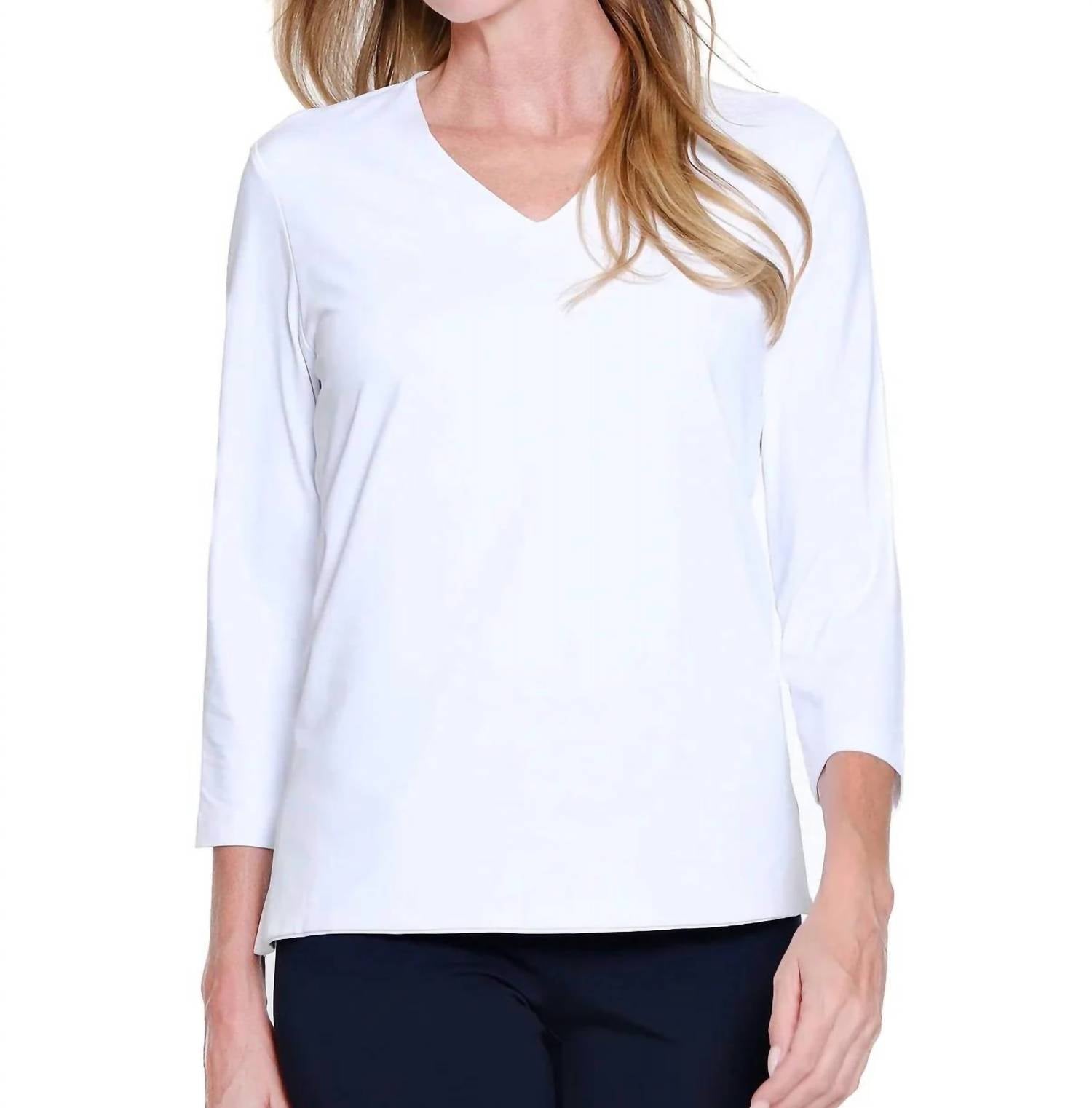 Multiples - 3/4 Sleeve V-neck Top