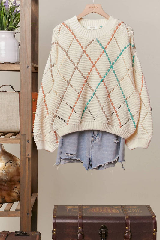 Mello - Women's Diamond Cutout Knit Sweater