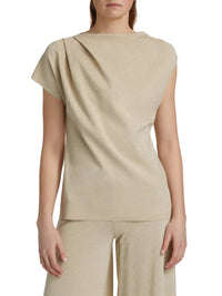 CHIARA BONI Teruo Sugar Asymmetric Jersey Blouse in desert - women's blouse