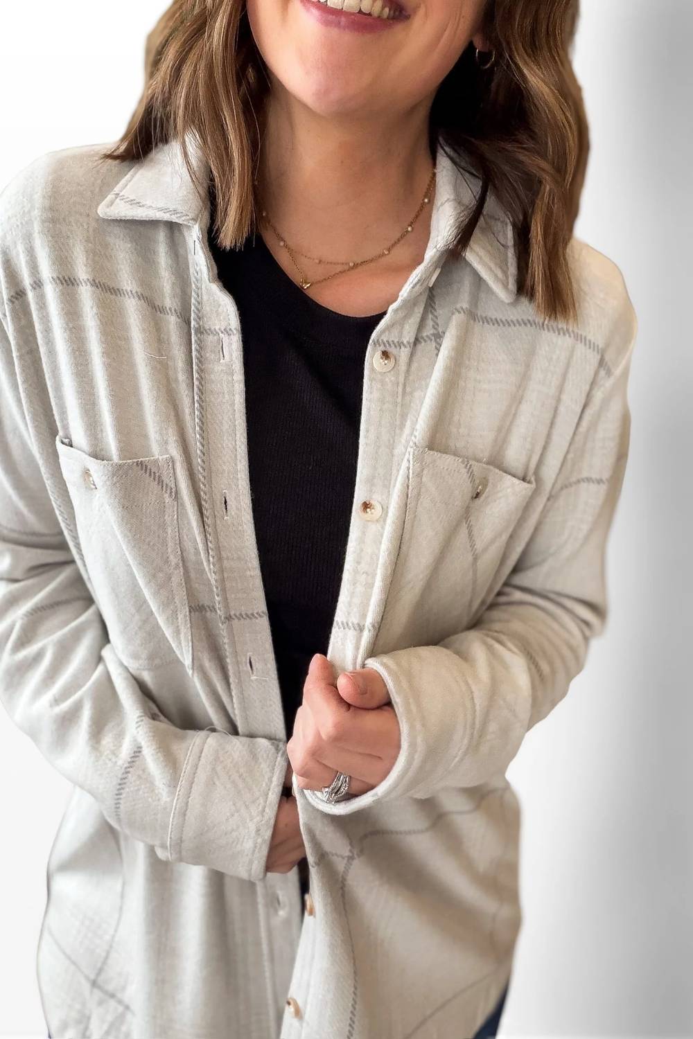 Panache - Soft Plaid Button Up Top