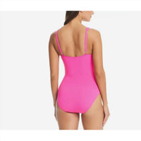 Bleu Rod Beattie Cutout Front One Piece in pink bling - women's swimwear - detail view