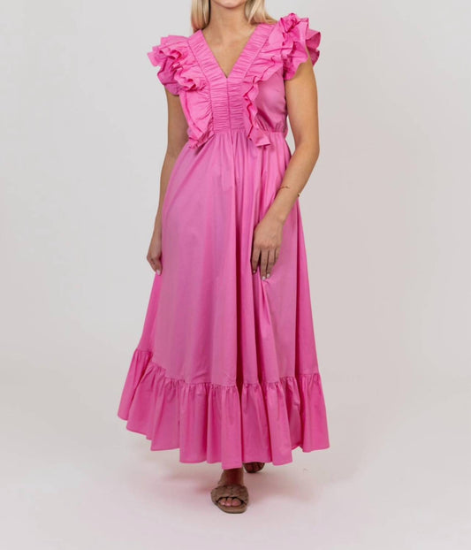 Karlie - DOUBLE VNECK RUFFLE MAXI DRESS