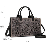 Trinity Ranch - Floral Tooled Leather Western Satchel Tote Bag