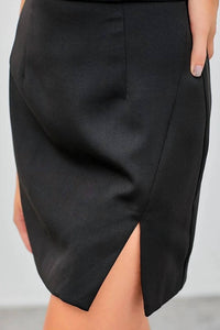 Dobe - Cross Neck Side Slit Dress