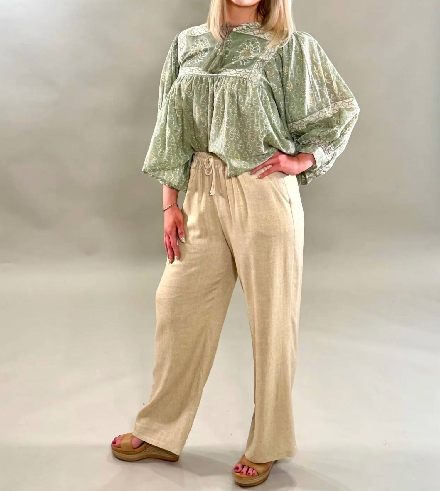 Scandal Italy - Linen Shimmer Straight Leg Pants
