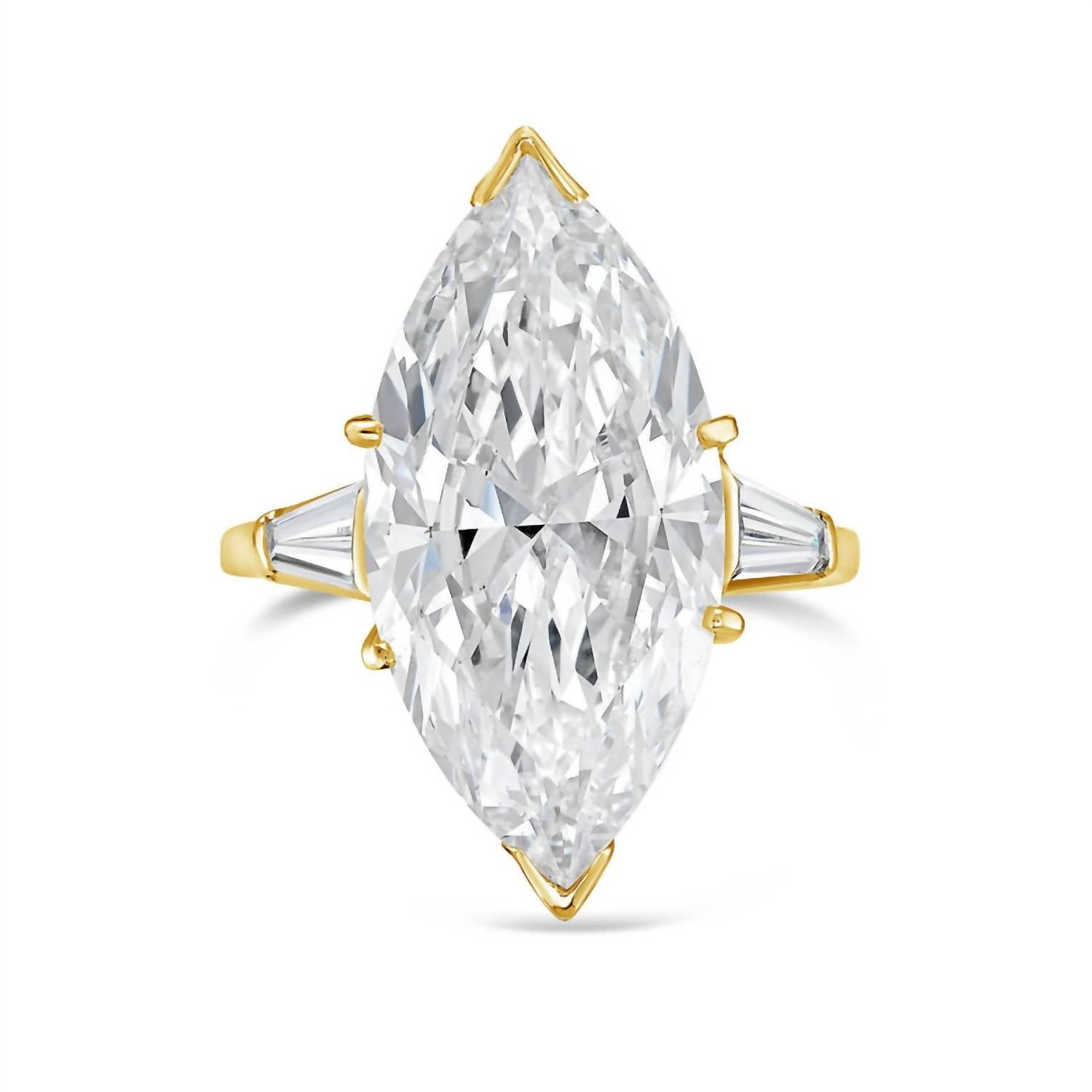 Diana M Jewels - 3.00 Ct Marquise-shaped Lab-grown Diamond Ring With .50 Ct Baguette Accents