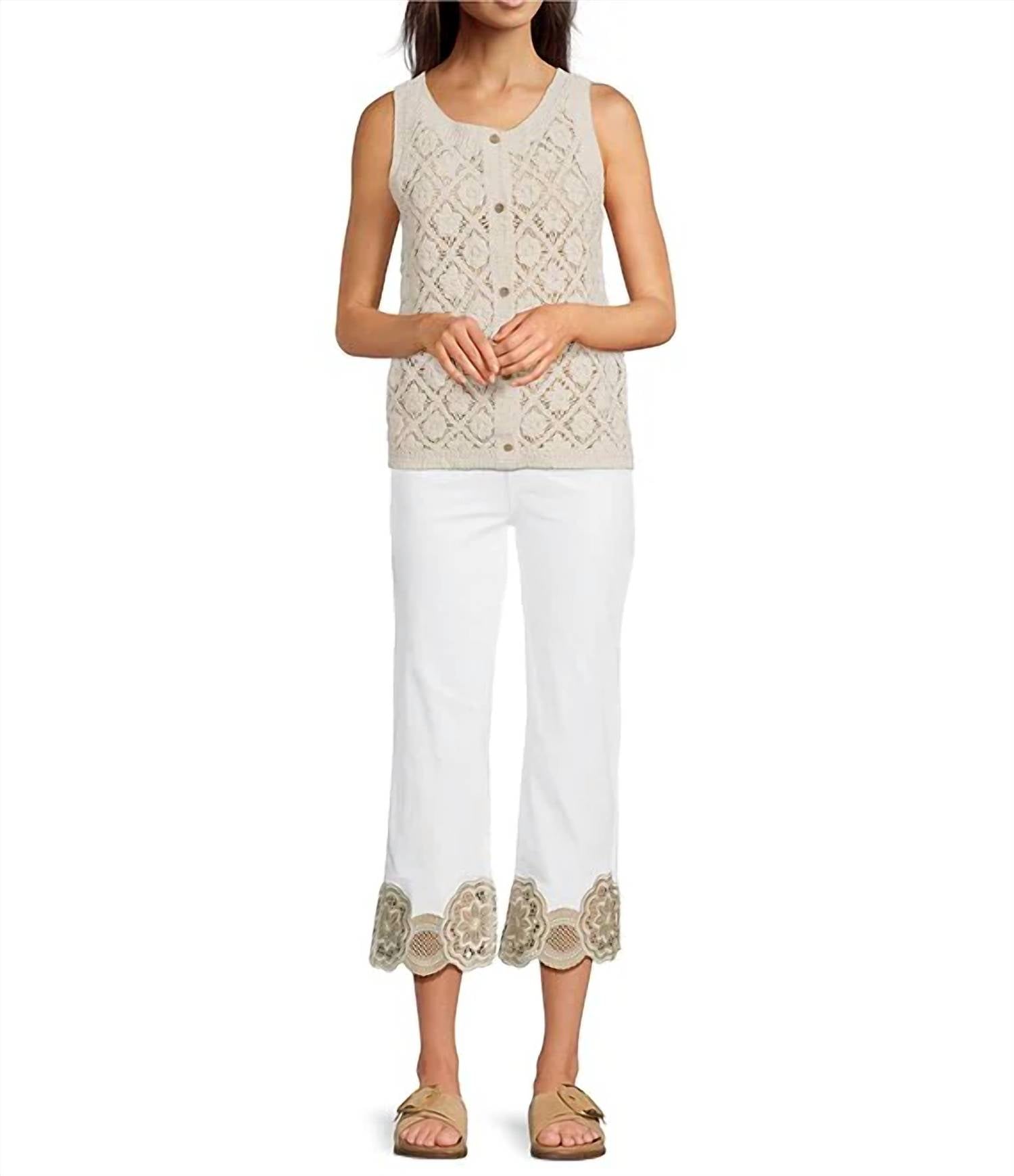 Charlie B - Stretch Twill Laser Cut Jean With Embroidery