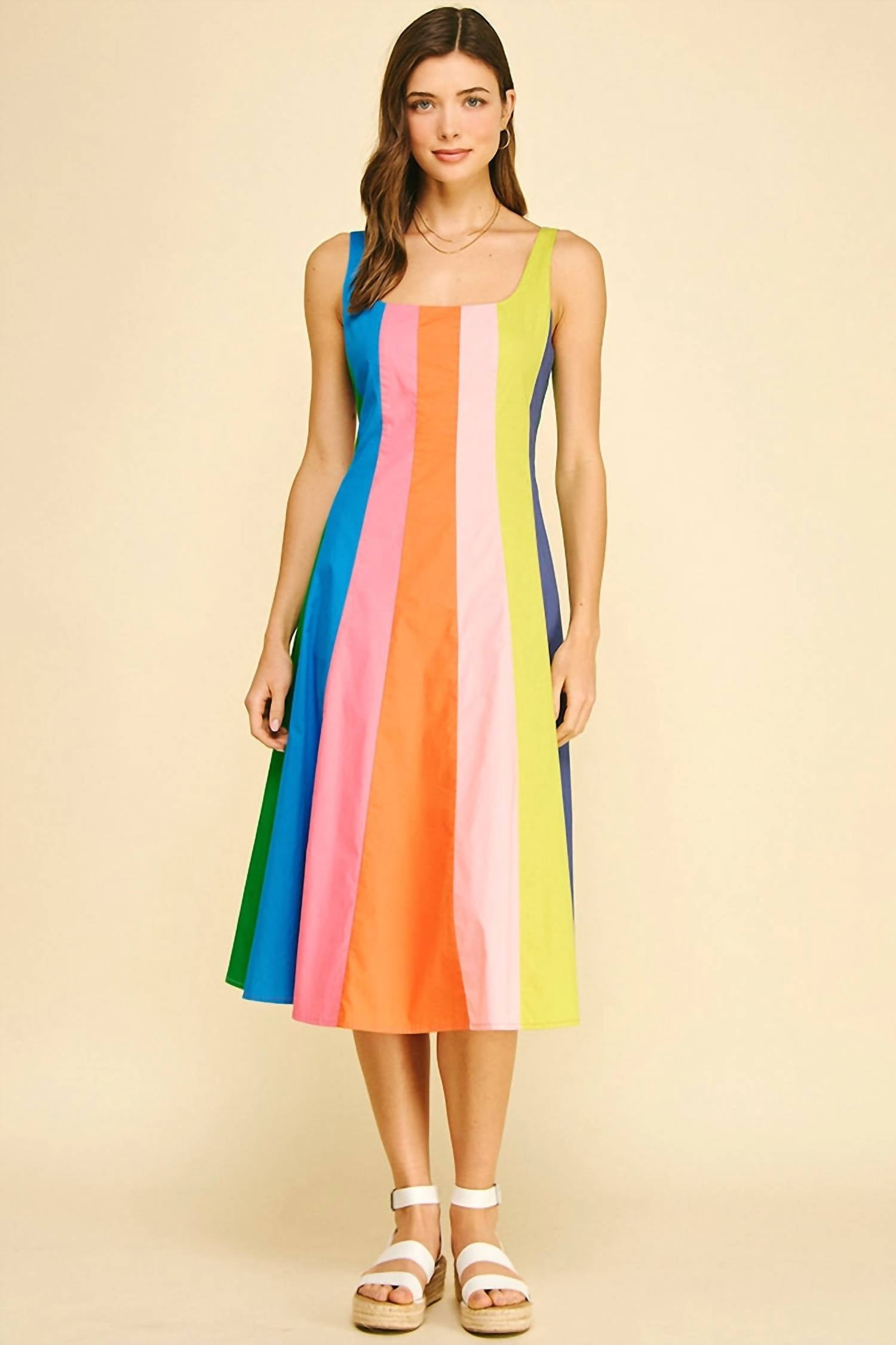 Pinch - Colorblock A-line Midi Dress