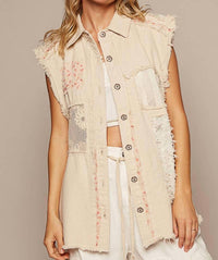 Pol - Oversized Sleeveless Crochet Lace Vest
