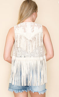Vocal Apparel - Western Lace/fringe Vest - Plus