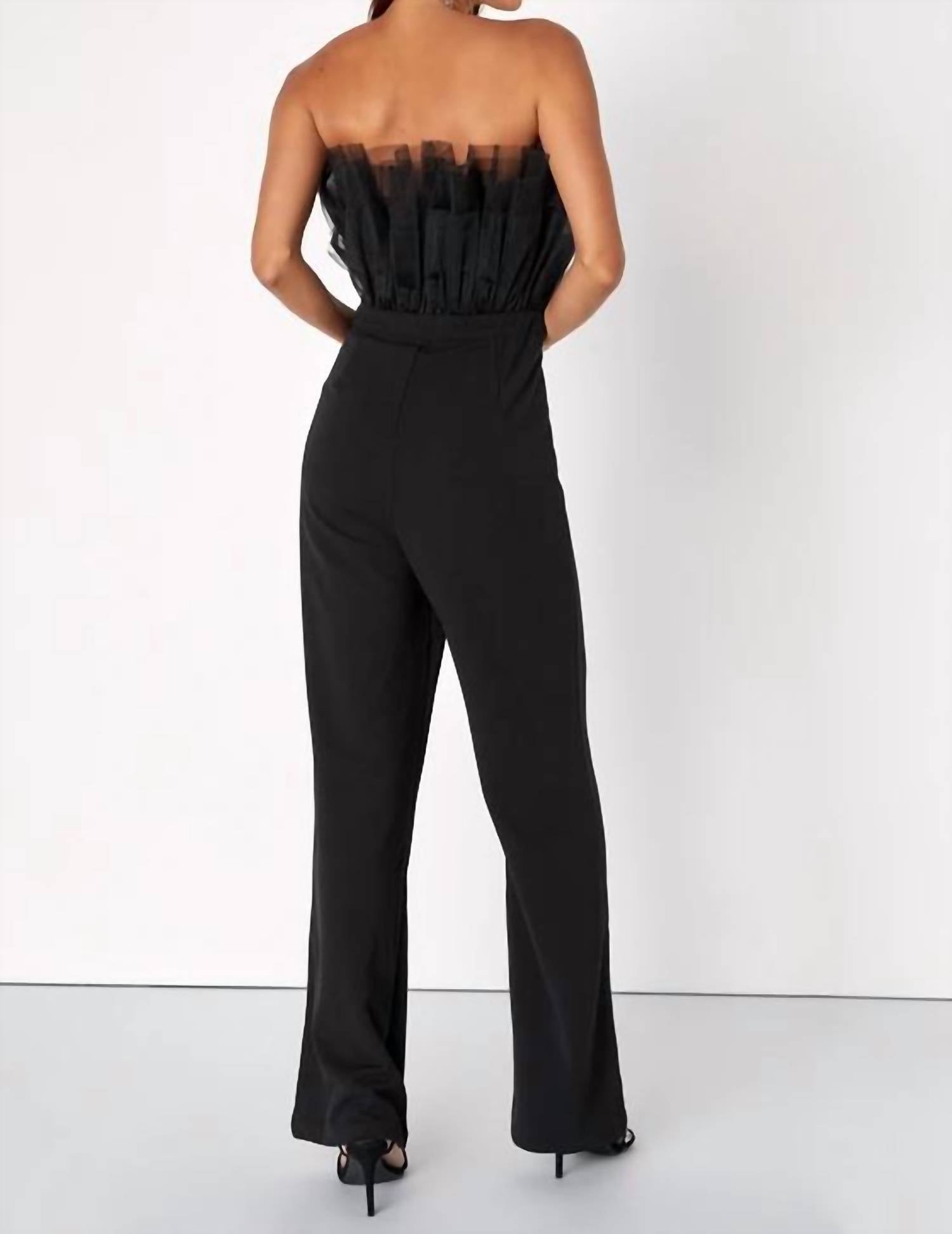 Lulus - Tulle Strapless Wide Leg Jumpsuit