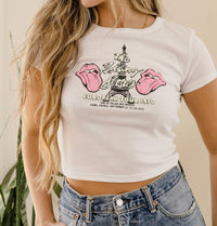 Livylu - Rolling Stones Paris Puff Micro Crop Top