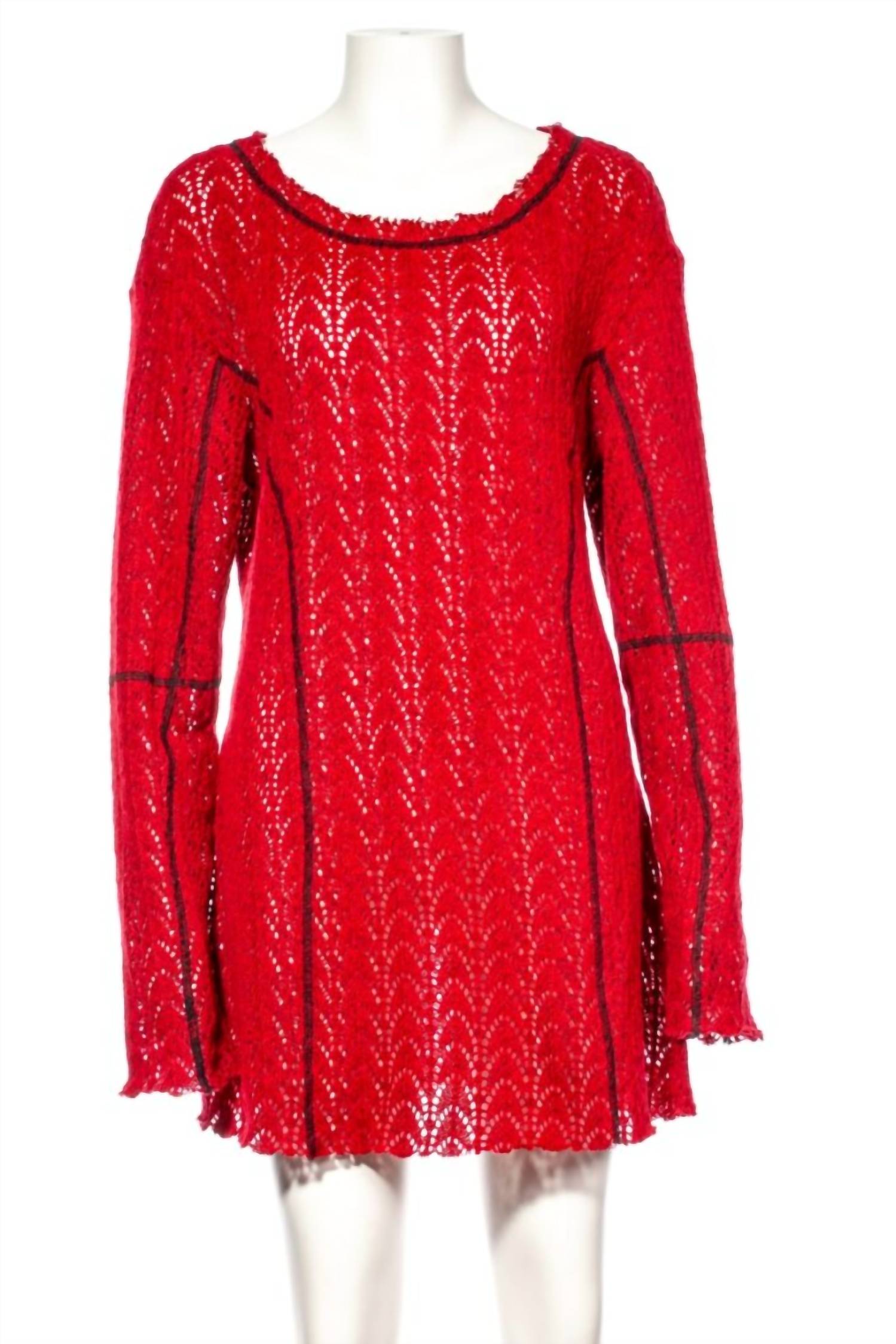 Western F.A.S.H.I.O.N - Punk Knit Red Long Sweater Dress