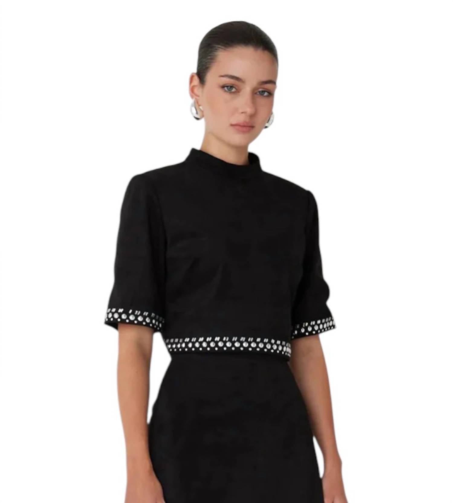 Js71 - Zoe Studded Mock Neck Top