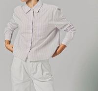 The Shirt - Long Sleeve Boxy Crop Button Down Shirt