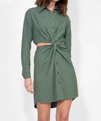 adelyn rae Avena Stripe Shirt Dress in olive - women's dress
