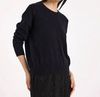 Brodie Cashmere Gem Star Cashmere Crew Neck Jumper in black - women's sweater