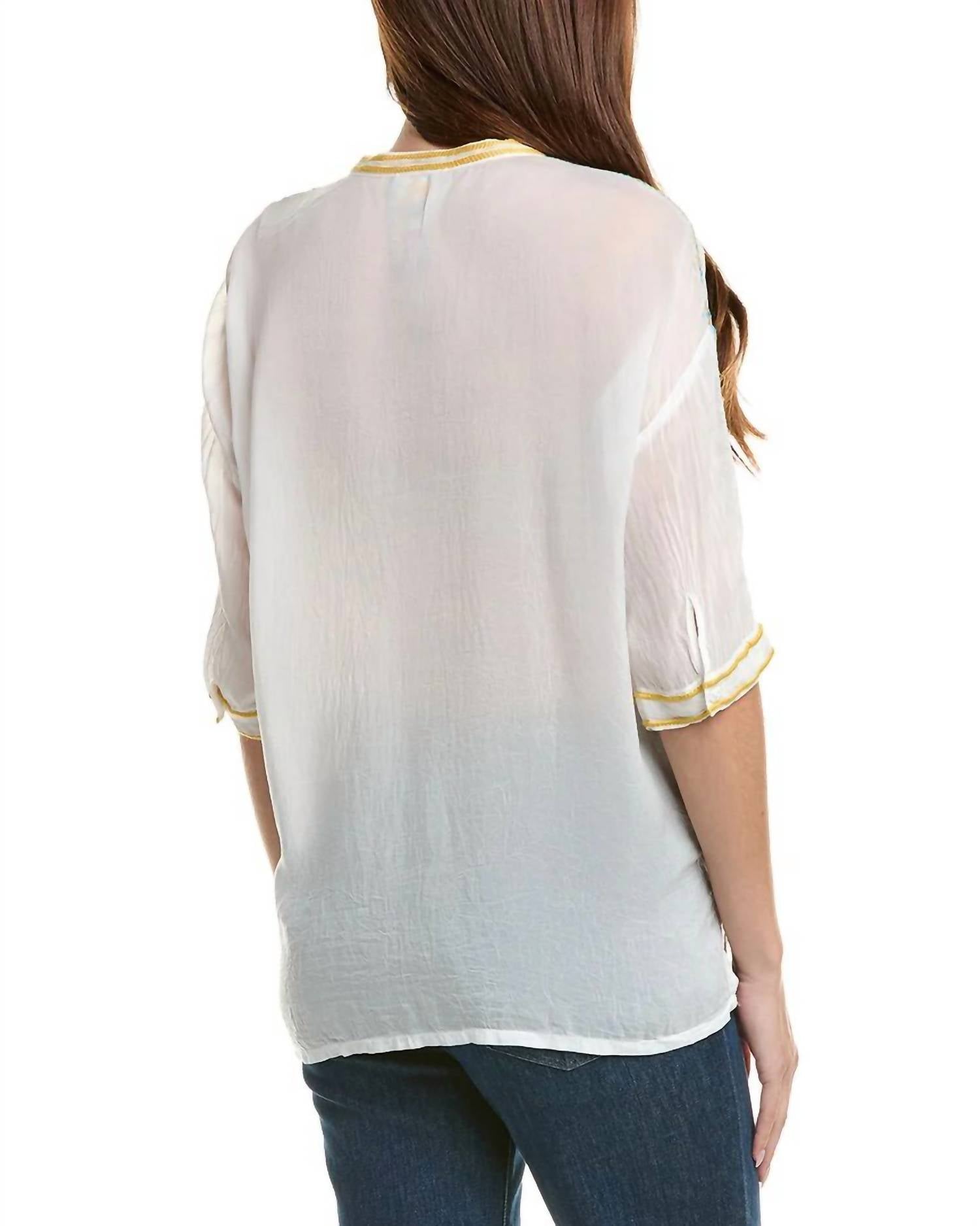 Johnny Was AUDREY SHIRT in white - women's blouse - detail view