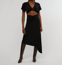 We Wore What - Cut Out Rosette Asymmetrical Dress