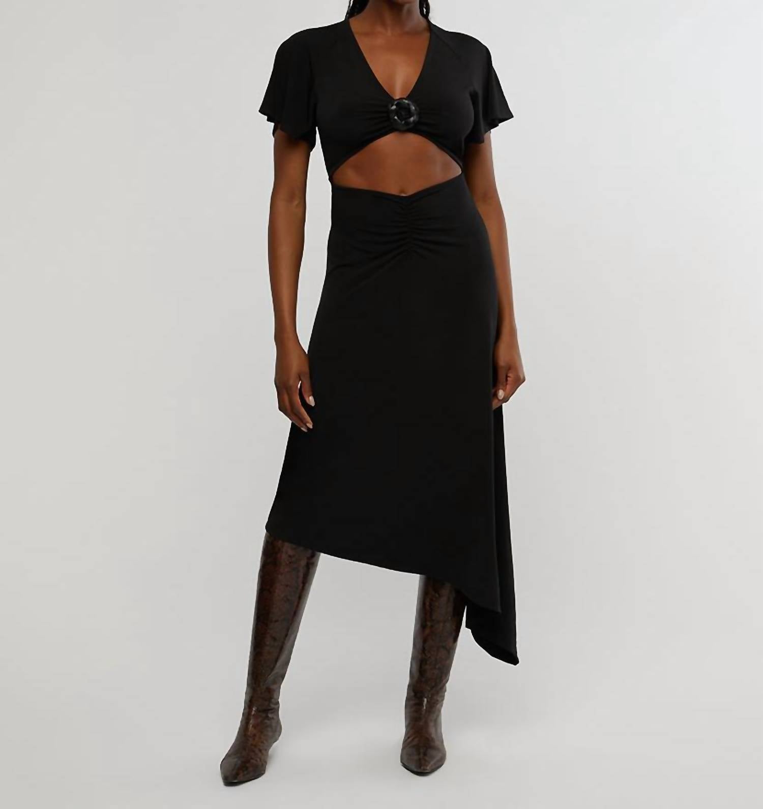 We Wore What - Cut Out Rosette Asymmetrical Dress