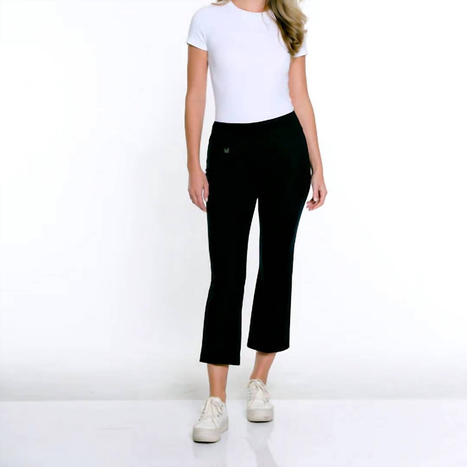Multiples Flared Crop Pant in black - women's pants
