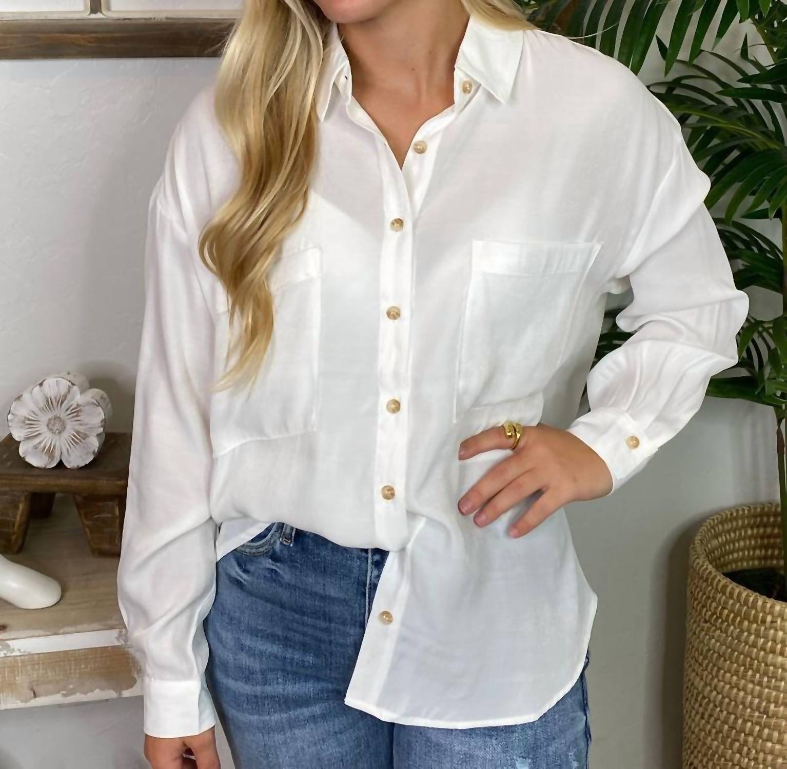 Blu Pepper - Oversized Button-down Shirt