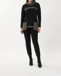 Joseph Ribkoff - Candace Contrast Cowl Neck Pocket Tunic