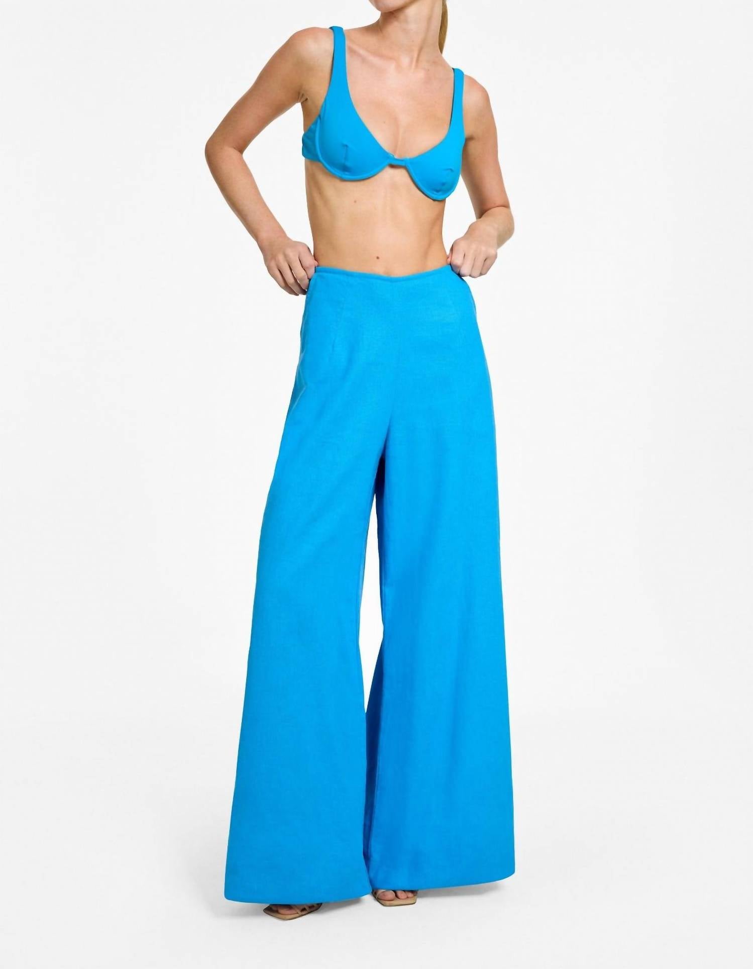 Revel Rey - Aquablue Tahoe Wide Leg Pant