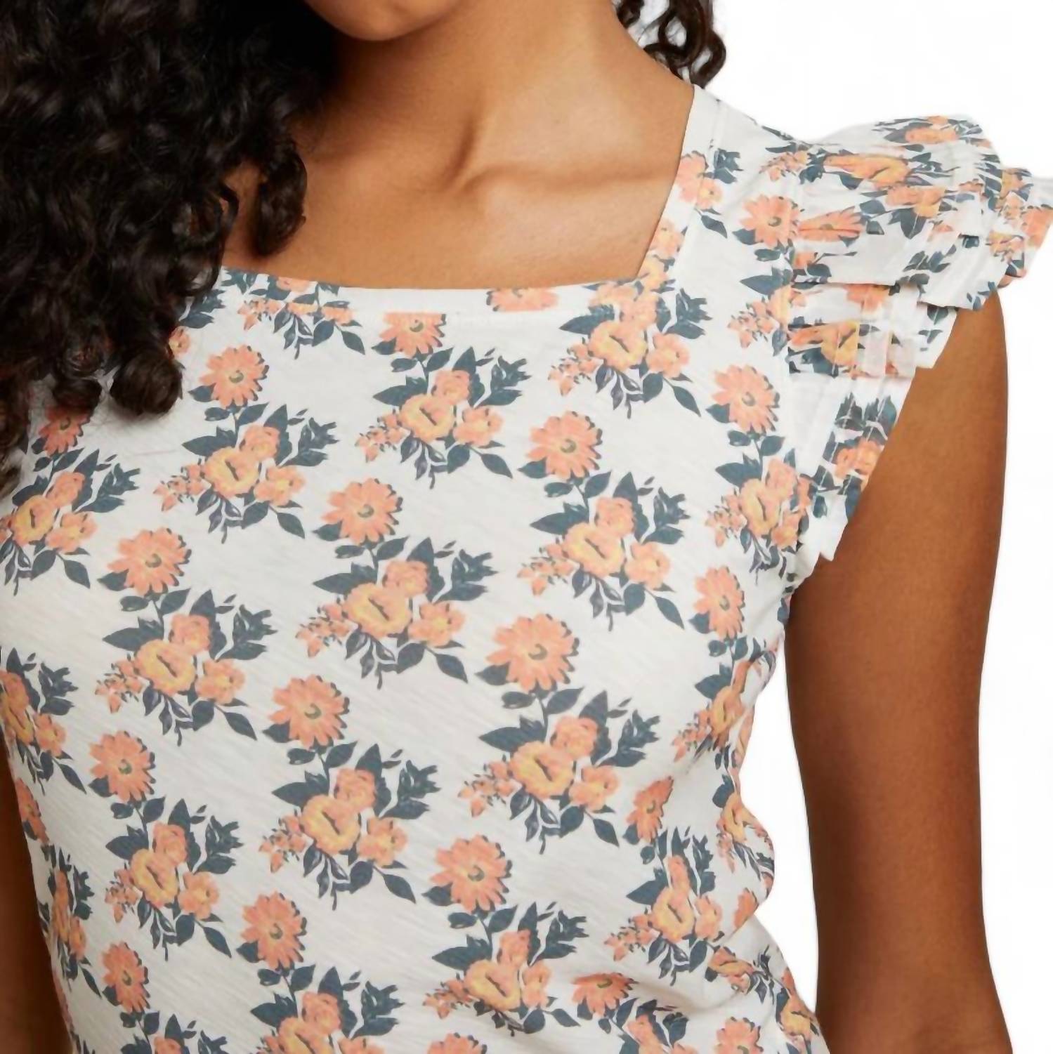 Nation Ltd - CAMEO PRINT NOTCHED RUFFLE TANK TOP