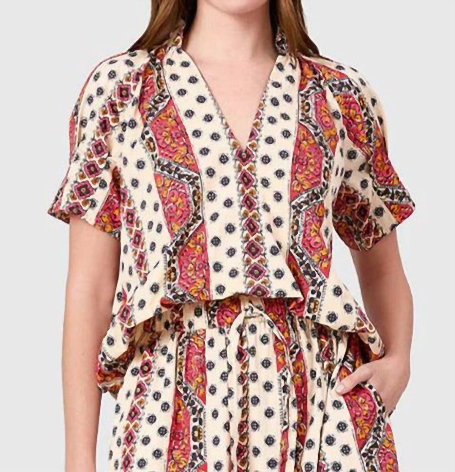 Livro Merritt Top in crimson mosaic - women's shirt