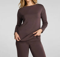 Spanx Airessentials Boatneck Tunic in dark cacao - women's shirt