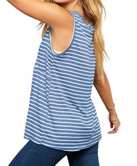 Haptics - STRIPE VNECK RUFFLE BABYDOLL TANK TOP