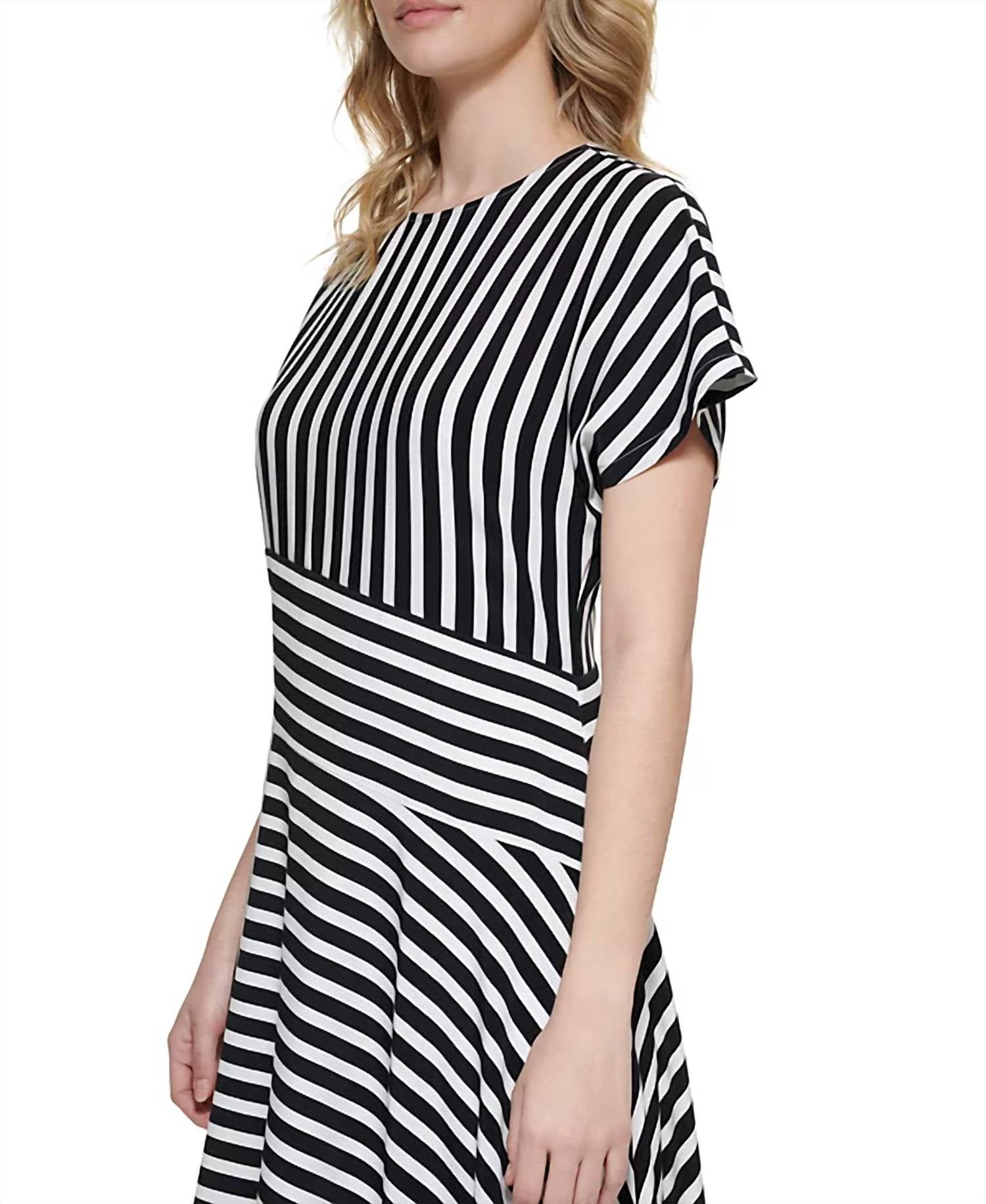 Scapa - Striped Asymmetrical-hem Handkerchief Dress