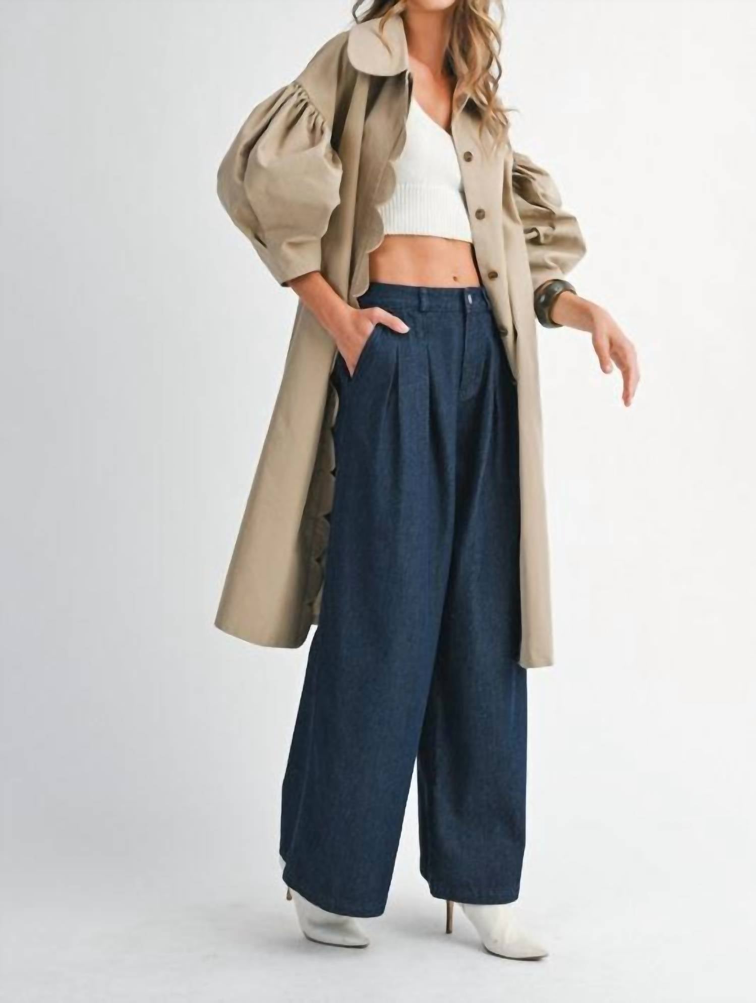 Mable - Classically Modern Scalloped Trench Coat