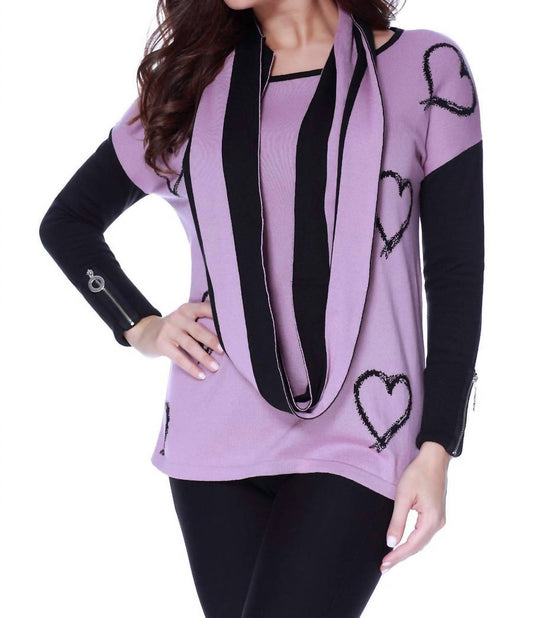 Hearts Pullover W/ Infinity Scarf