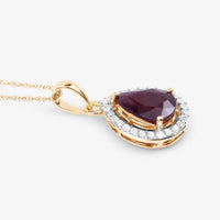 Diana M Jewels Women's Pear Natural Ruby Pendant Necklace (1.61 Ct) - Classic in 14k yellow gold - women's jewelry - detail view