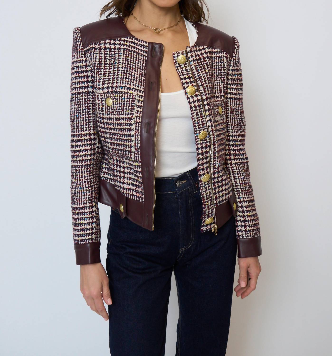 Central Park West - Billie Houndstooth Combo Jacket